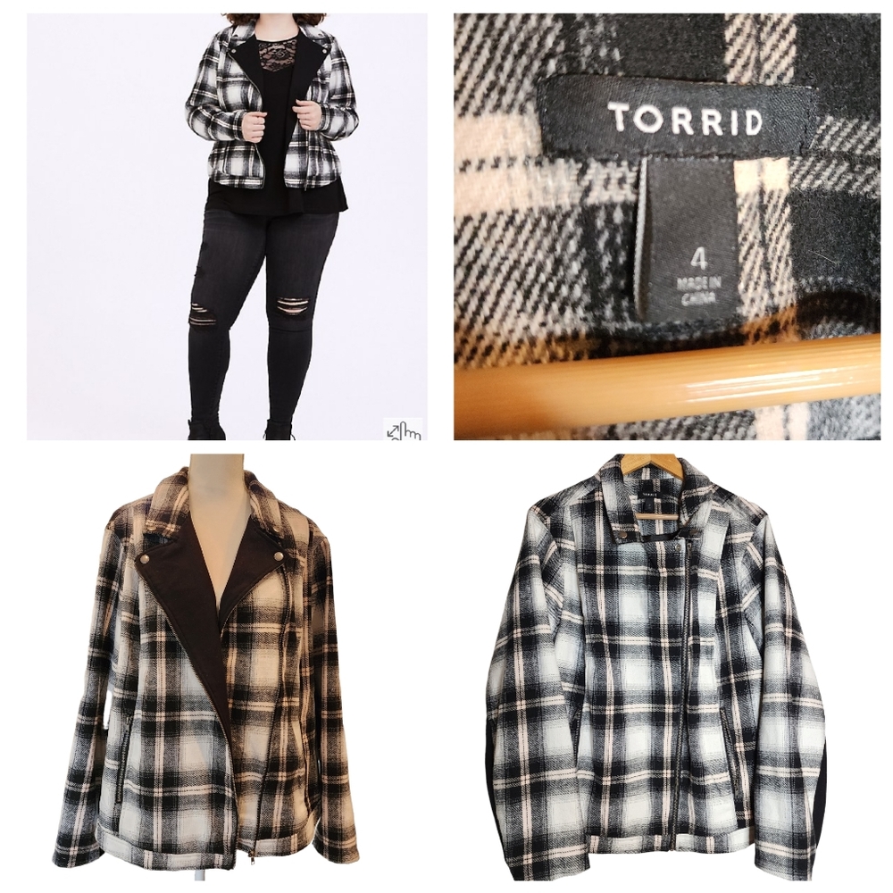 Torrid wool-blend FLANNEL MOTO JACKET